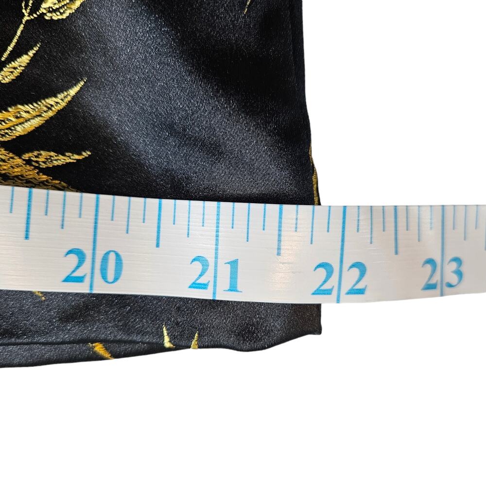 EUC‎ VTG Solz Squirrel Brocade Mini Skirt Sz. L* Black & Gold Bamboo Print - Picture 6 of 9